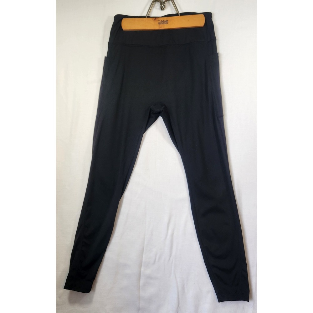 Black High Waisted Athletic Leggings with Side Pockets Solid‎ Yoga Pants